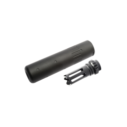 Silencieux GK16 MOCK avec cache-flamme pour filetage 14mm CCW - Aluminium / Noir - G&G