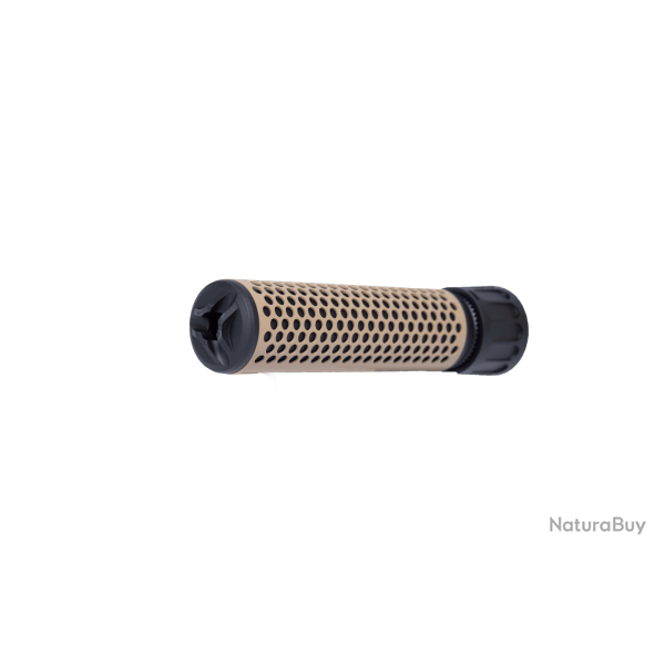 Silencieux long type QDC pour filetage 14mm CCW - Aluminium / Noir & Tan - SHS