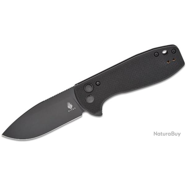 Couteau Kizer Amicus Black Manche G10 Lame Acier 9Cr18MoV Black IKBS Button Lock Clip KIL3002A1