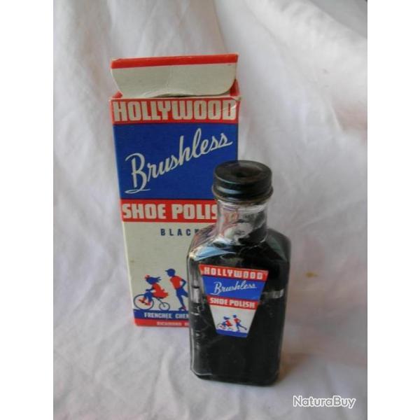WW2 US BOTE BOUTEILLE DE POLISH SHOE AVEC PUBLICIT " BON DE GUERRE " AMRICAINE " HOLLYWOOD "RARE