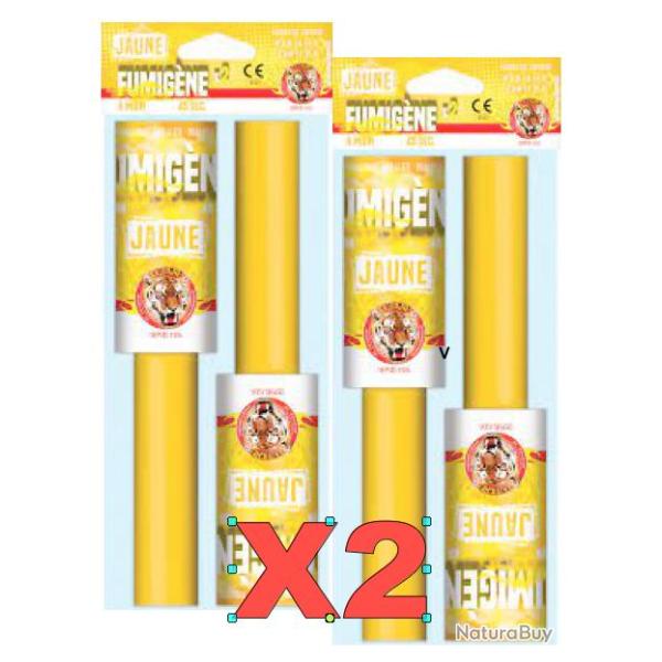 2X Lots de 2 Fumig�nes a main jaune - "Le Tigre"