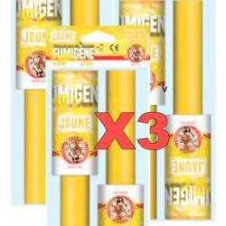 Lots de 3 paquets de 2 Fumig&egrave;nes a main Jaune - "Le tigre"