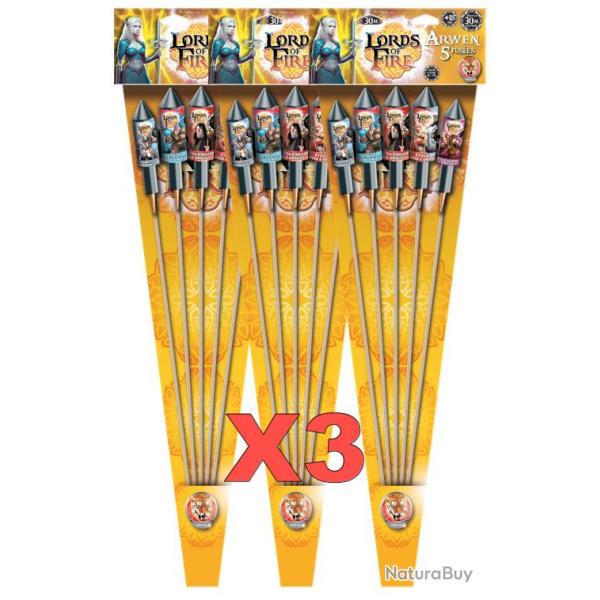 3X Lot Feu D'artifice - Fus�es " Arwen " X5 Pi�ces par Paquet
