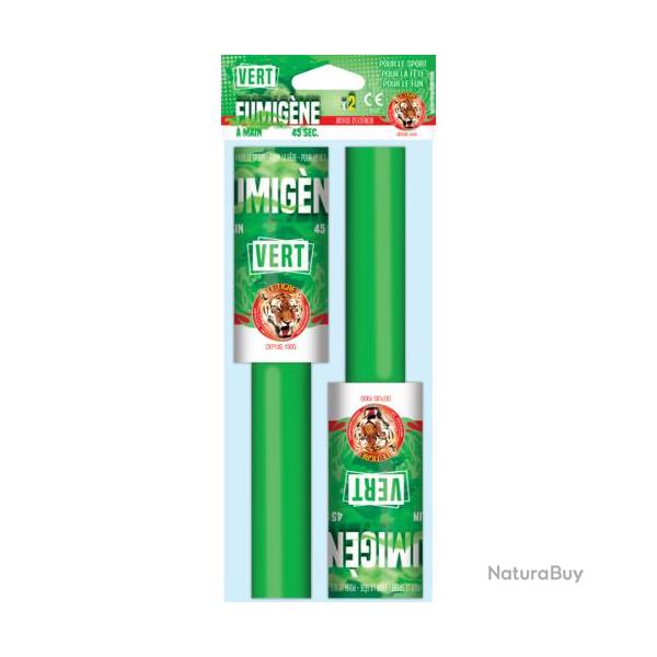 2X Fumig�ne � main Vert - "Le tigre"- Fum�e �paisse 45 secondes