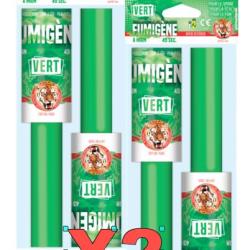 4X Fumig&egrave;ne &agrave; main Vert - "Le tigre"- Fum&eacute;e &eacute;paisse 45 secondes
