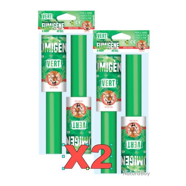 4X Fumig�ne � main Vert - "Le tigre"- Fum�e �paisse 45 secondes