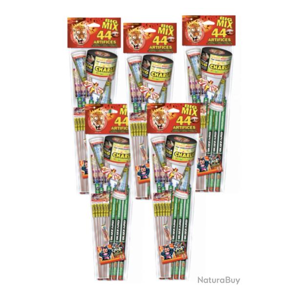 LOT Prix CHOC!!! Lot de 5X sachets "Big Mix" - Assortiment de 44 artifices