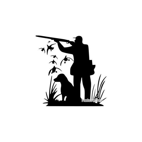 Autocollants chasse canards avec chien d�co voiture camping car ou autres noir ou blanc ! A