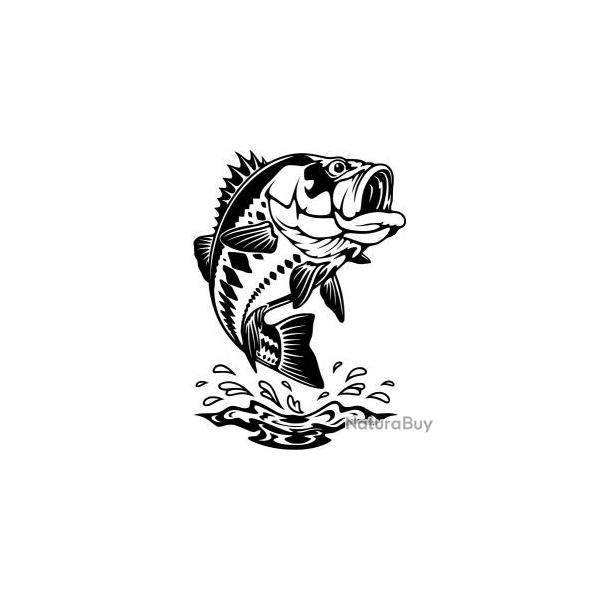 Autocollants p�che black Bass saut voiture camping car ou autres noir ou blanc !