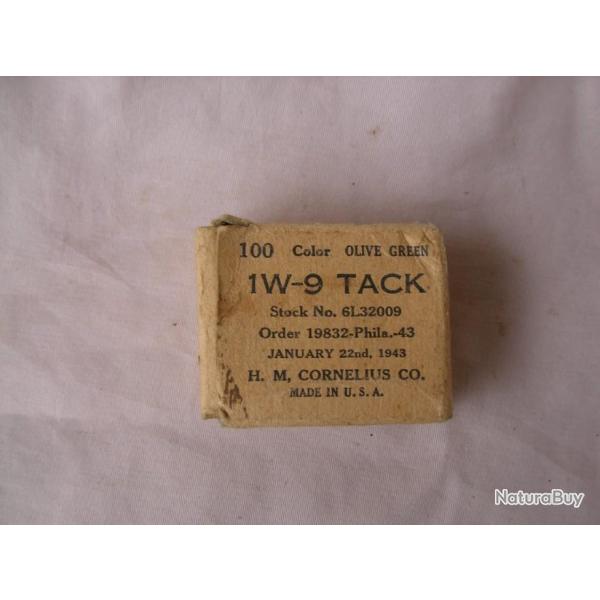 WW2 US BO�TE DE 100 PUNAISES COULEUR VERT CAMOUFLAGE  MILITAIRE AM�RICAINES POUR BUREAU ..22/1/1943