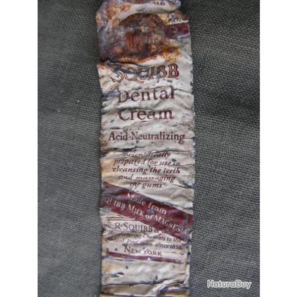 WW2 US TUBE DE DENTIFRICE VIDE AM�RICAIN R�GLEMENTAIRE " SQUIBB " 100% DE TERRAIN R�F�RENC� G.I.