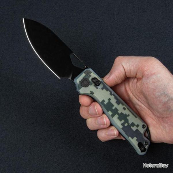 Couteau Kunwu Pulsar XT Lock Camo Manche G10 Lame Acier Elmax IKBS Clip KUNX705MO