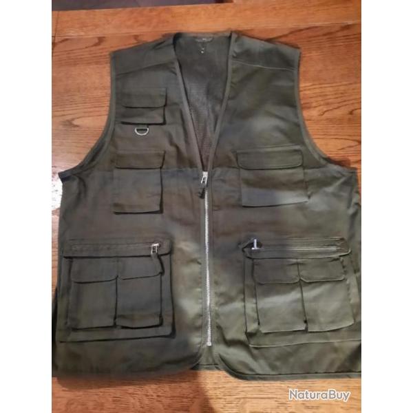 GILET PECHE VERT