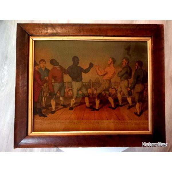 Peinture encadr�e  made in England - Boxe -  The Battle between  Cribb contre Molineaux