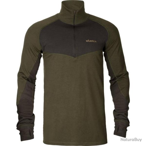 Sous Pull H�rkila Base Warm zip neck Willow green Shadow brown