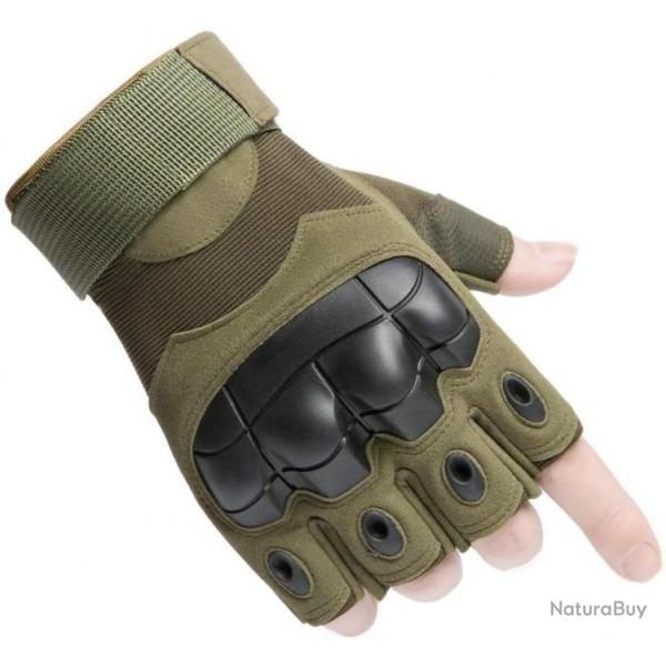 Gants tactiques antid�rapants vert arm�e - Airsoft - Demi doigt - LIVRAISON GRATUITE ET RAPIDE
