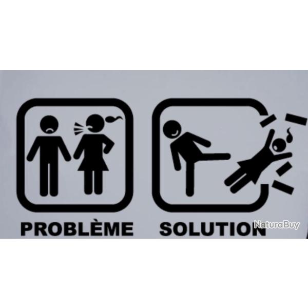 1 x Autocollants motif Probl�me Solution pose voiture verre plastique ect ...