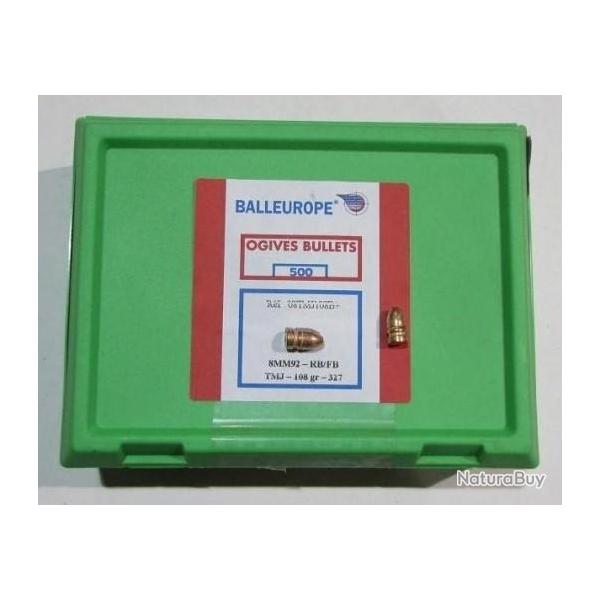 lot 100 ogives Balleurope , calibre 8mm92, ogive plombs 108 grains round nose cuivr�e