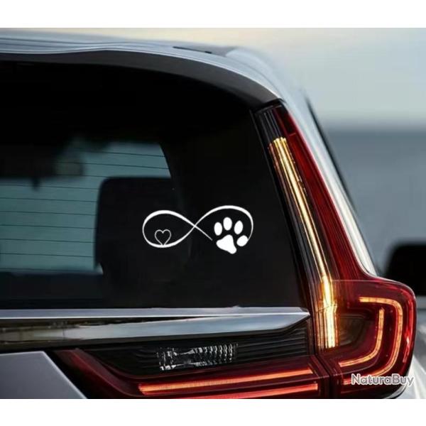 1 x feuille autocollants de voiture motif amour infini pour chien Noir ou blanc . A