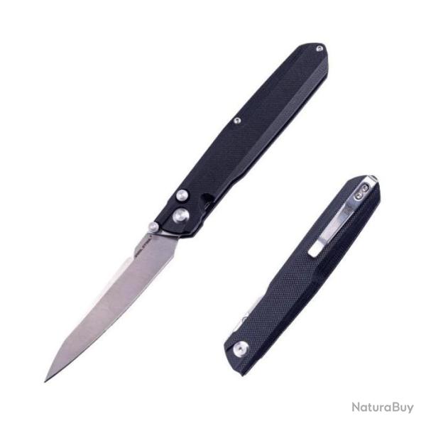 Couteau Real Steel G5 Metamorph Black G10 Lame Acier Sandvik 14C28N Satin Button Lock Clip RS7831B