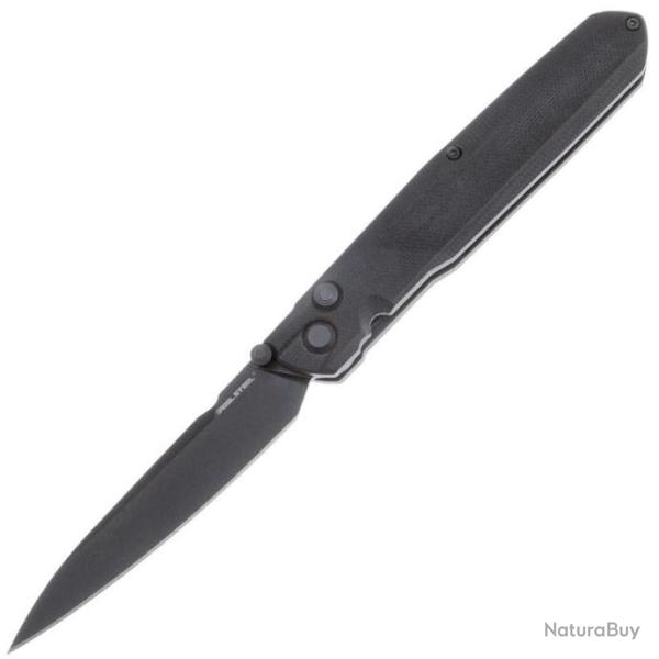 Couteau Real Steel G5 Metamorph Black Manche G10 Lame Acier Sandvik 14C28N Button Lock Clip RS7832B