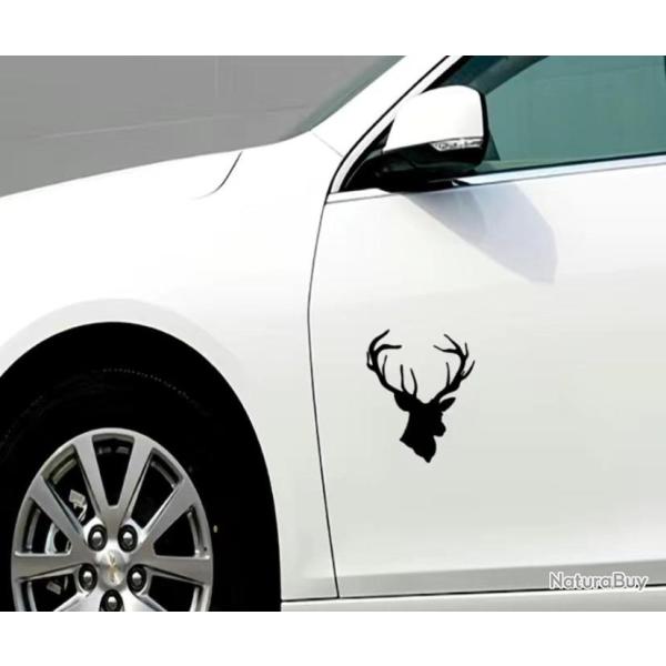 1 x feuille autocollants de voiture ou autres motif  cerf 16x12cm  Noir ou blanc . B