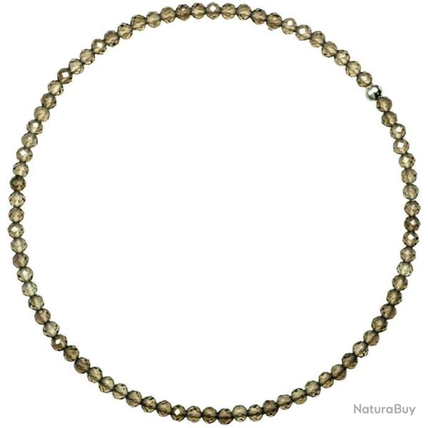 Bracelet en cristal de roche fum� - Perles facett�es ultra mini