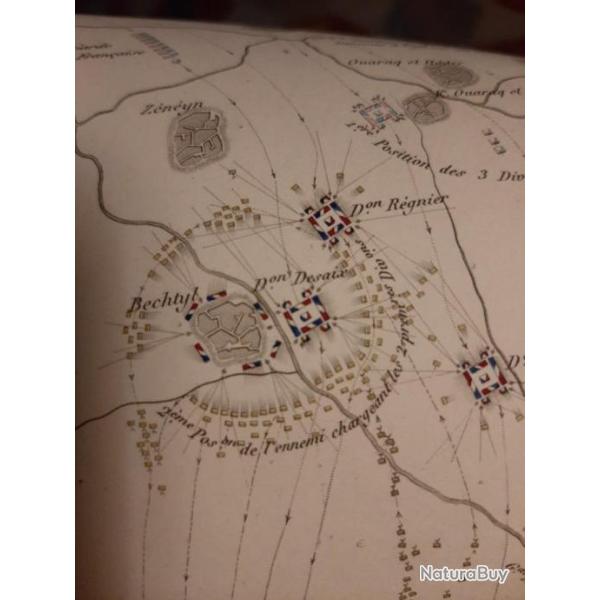 Carte militaire Plan de la bataille de pyramides peint � la main , par gouvion saint cyr