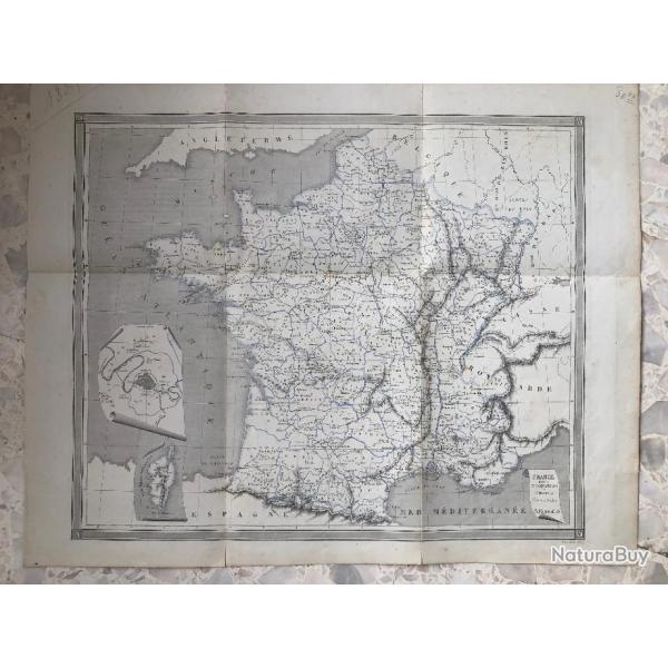Carte de FRANCE grav� par LAURENS provenant Cours d'Etudes 1851 Ed A.M.SS.C.G., 86 d�partements g�o