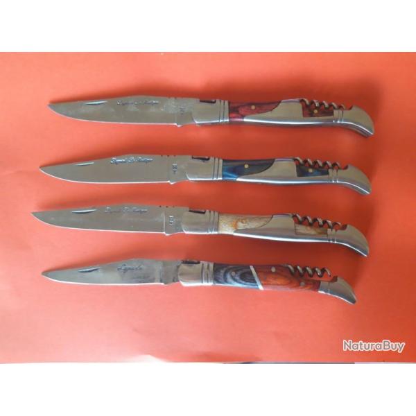 Couteau Fa�on Laguiole Abeille Lame Acier Inox Manche Bois Tire Bouchons