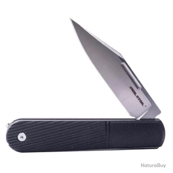Couteau Real Steel Barlow RB-5 Black Manche G10 Lame Clip Point Acier N690 Slip Joint Clip RS8022B