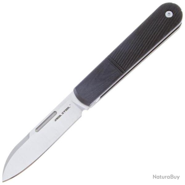 Couteau Real Steel Barlow RB-5 Black Manche G10 Lame Drop Point Acier N690 Slip Joint Clip RS8021B