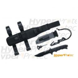 Couteau de survie lame droite Elite Force EF noir avec &eacute;tui de cuisse