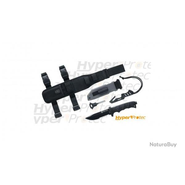 Couteau de survie lame droite Elite Force EF noir avec �tui de cuisse