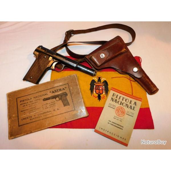 SUPERBE ETUI CUIR PISTOLET ASTRA 400 modle 1921 ESPAGNE ESPAA SPAIN  - GUERRA CIVIL 36-39  #.5.A