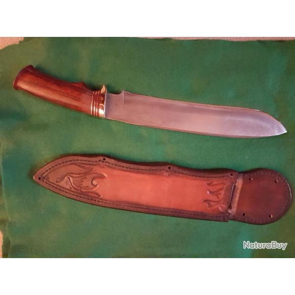 Parang de camp artisanal Damas de Thierry RAYNAL - Fourreau sur mesure de Bruno DUFFORT