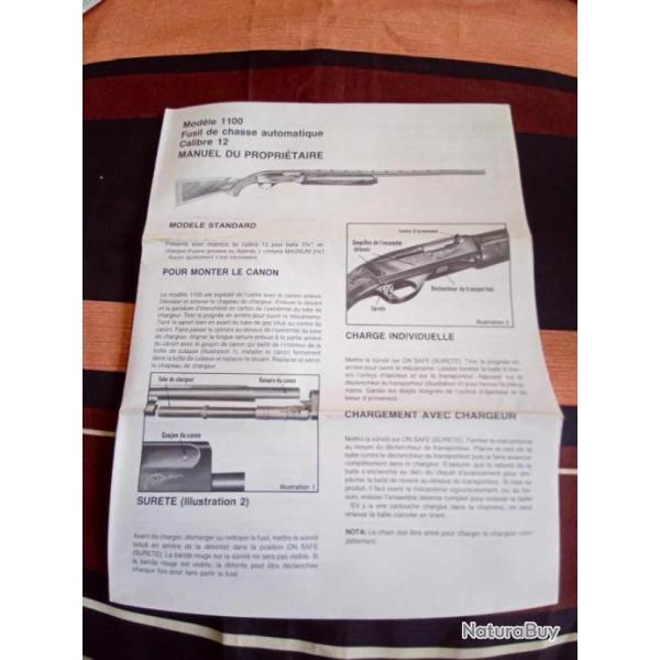 Manuel d'instruction carabine Remington mod�le 1100