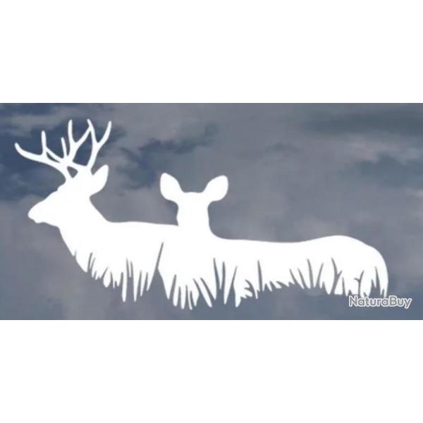1 x Autocollants 1Euro sans r�serve motif cerfs biche   pose voiture verre plastique ect ...taille.1