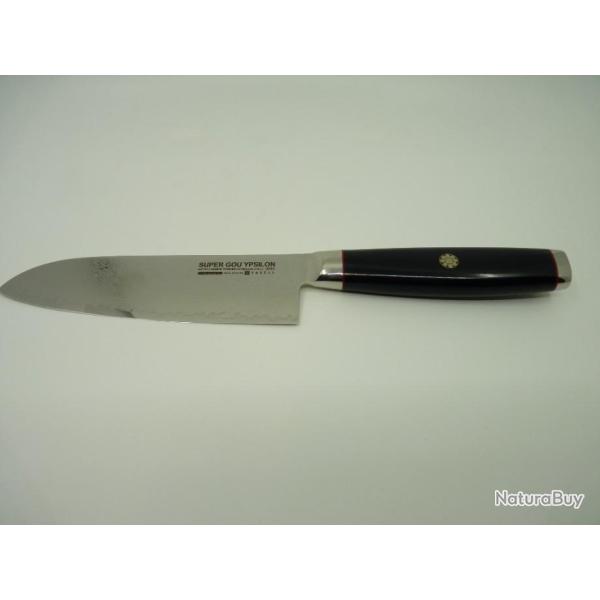 COUTEAU YAXELL CUISINE SUPER GOU SANTOKU ACIER DAMASSE