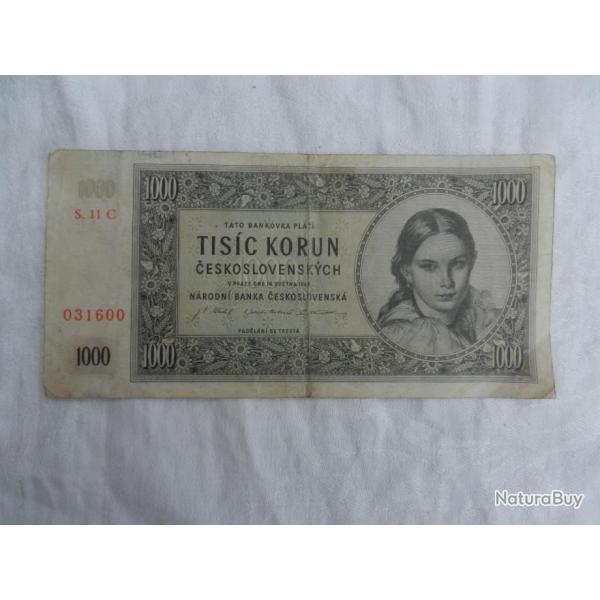 billet banque Tch�coslovaquie 1945 - 1000 tisic korun