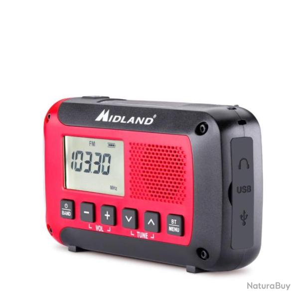 Radio Urgence Midland mod�le ER250BT rouge avec technologie Bluetooth