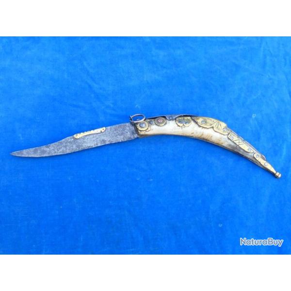 SUPERBE RARE ++ COUTEAU ANCIEN Old Knife - XVIII XIX - STYLE CRACRA CORSE ? NAVAJA - 37,5 CM