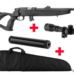 Pack carabine BO Manufacture cal. 22 LR + lunette + mod&eacute;rateur de son + fourreau