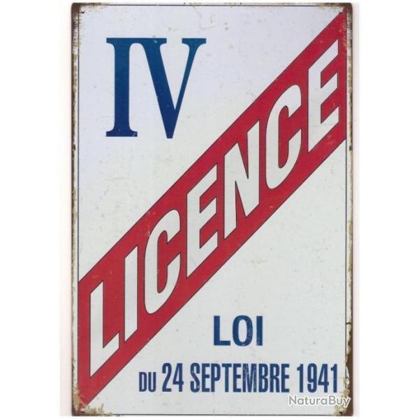 PLAQUE METAL LICENCE IV/BAR/VIEILLIE