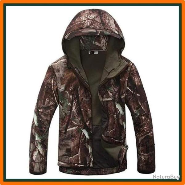 Veste coupe vent avec capuche doubl�e en molleton - Imperm�able - Woodland - Chaud et confortable