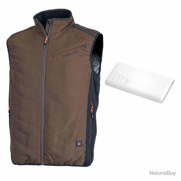 Gilet chauffant PRESTIGE marron SOMLYS avec batterie -5XL