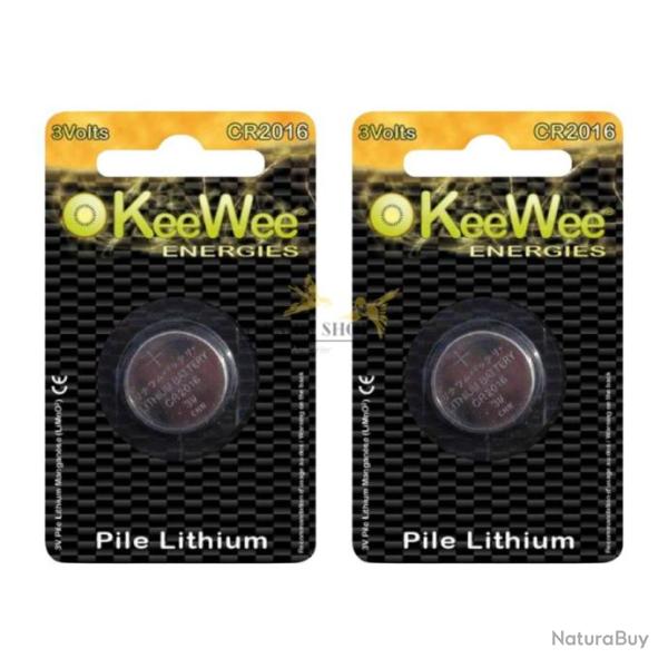 Lot 2 piles plates CR2016 3 VOLTS sous blister KeeWee Energies