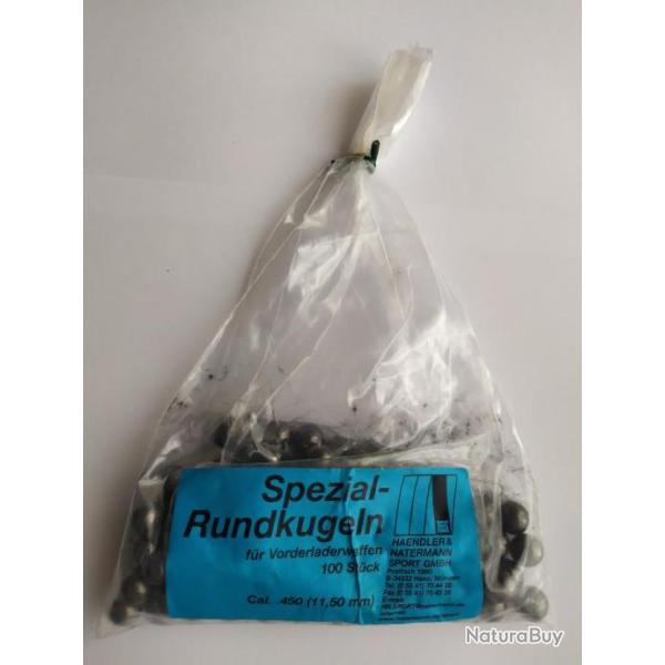 Balles rondes en plombs H&N Cal.45 (.450") - Sachet de 100