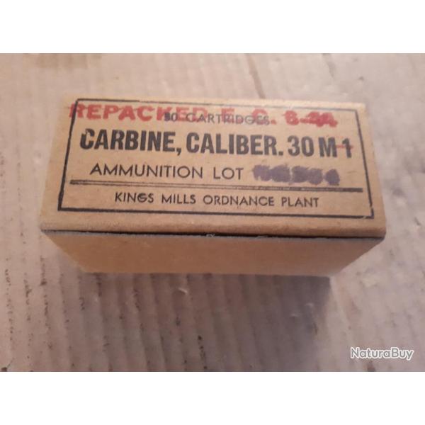 Boite vide US 50 cartouches 30M1 Repacked 1944 - pour USM1 - Etat neuf