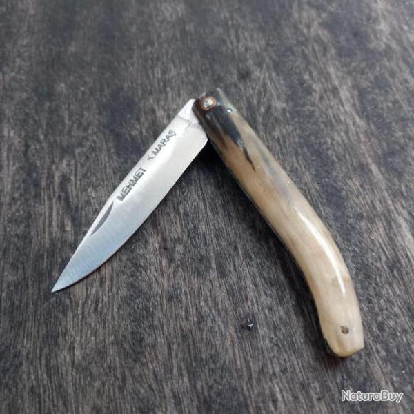 Couteau ARTISANAL de KAHRAMANMARAS  CAPUCIN 2 CLOUS par MEHMET K.MARAS Manche en corne